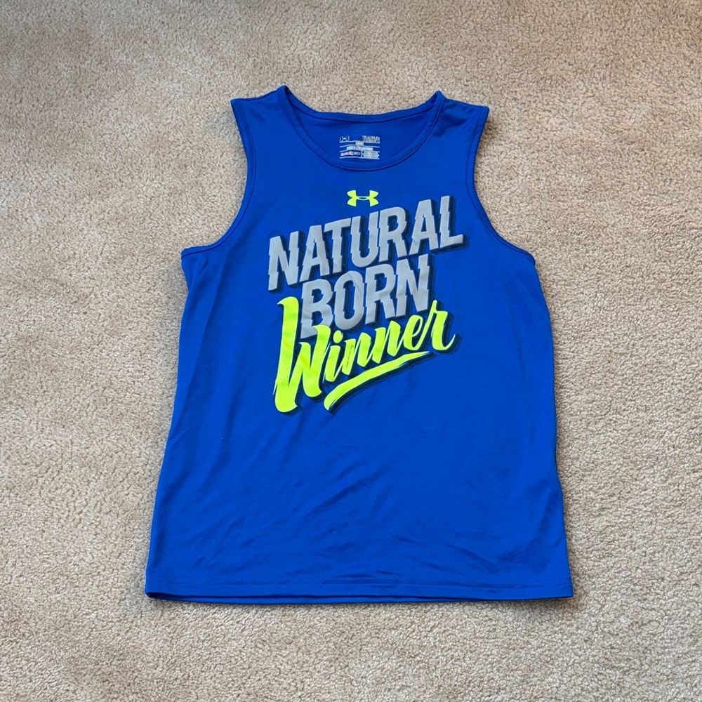 Under Armour Kids Tank Top in Blue with Bold Print